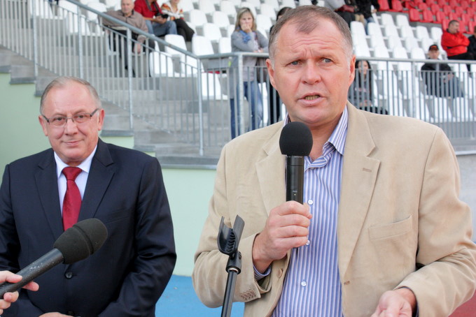 Marian Woronin - Prezes Stowarzyszenia Sportu Dzieci i Młodzieży oraz Prezydent Łomży Mieczysław Czerniawski