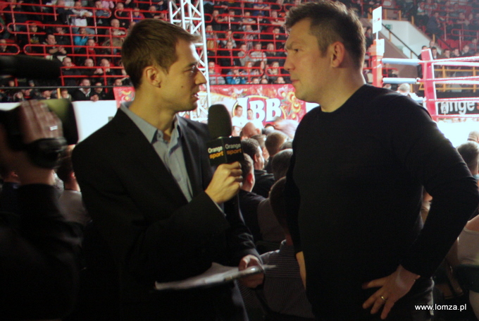 Dariusz "Tiger" Michalczewski i Kacper Sosnowski z retransmitującej galę stacji Orange Sport