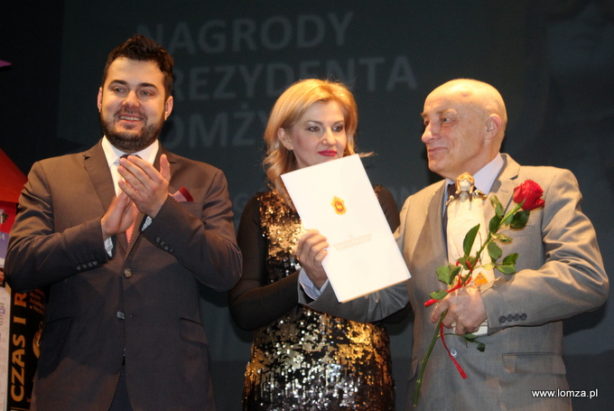 Czesław Rybicki w towarzystwie Prezydenta Łomży i jego zastępcy
