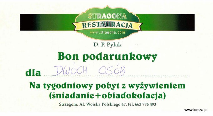 bon podarunkowy