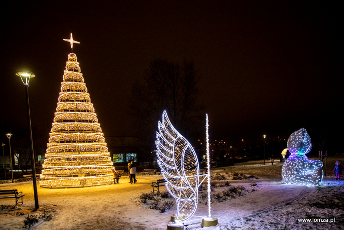 iluminacje świąteczne w Parku Jana Pawła II - Papieża Pielgrzyma