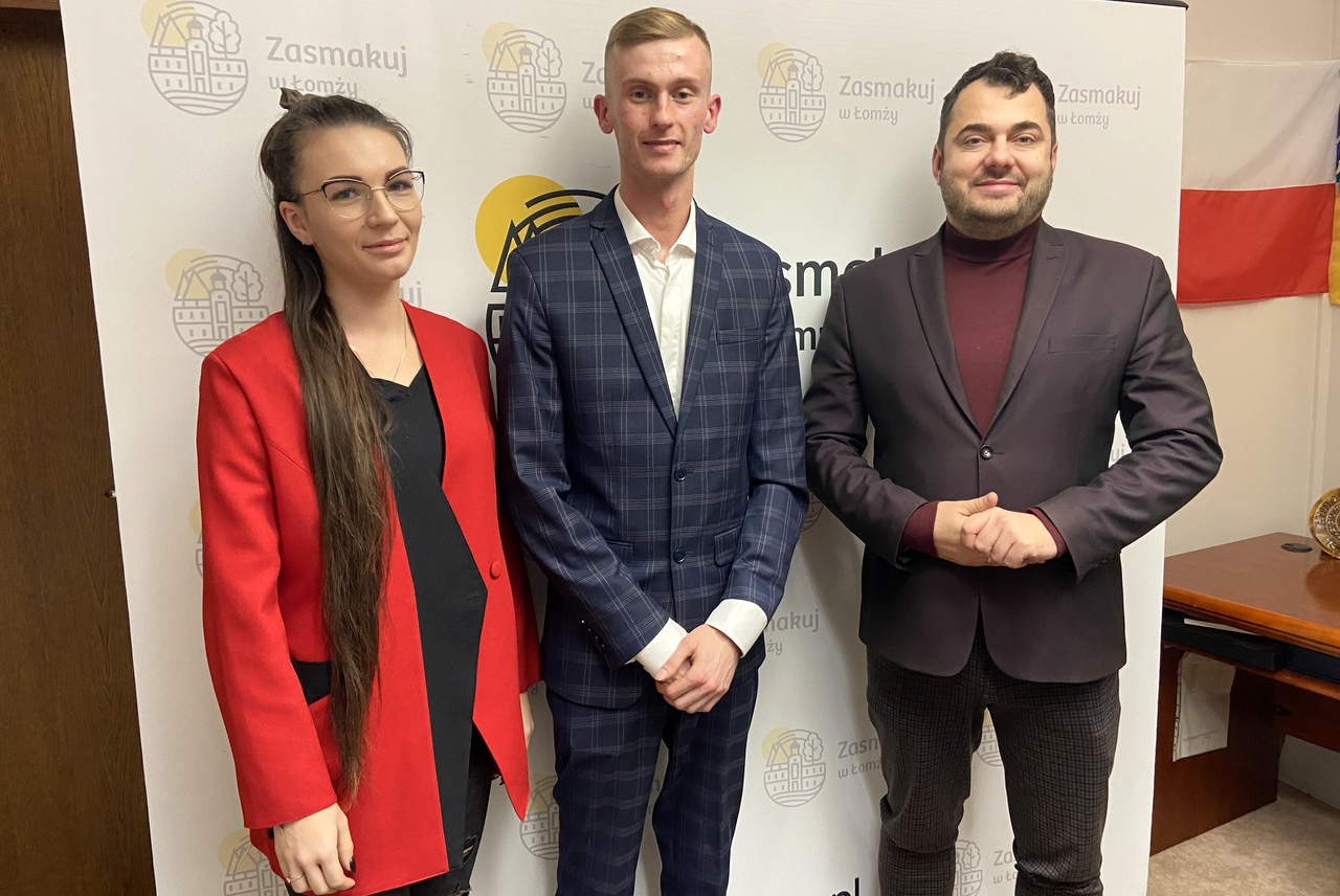 Z przedstawicielami nowego klubu - Katarzyna Biedrzycka i Piotrem Żukiem, spotkał się prezydent Łomży Mariusz Chrzanowski