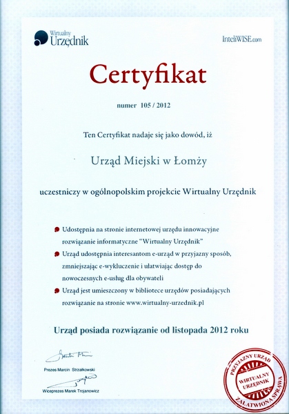 Certyfikat Wirtualnego Urzędnika