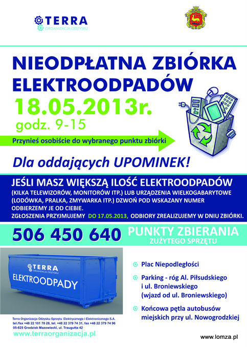 Nieodpłatna zbiórka elektroodpadów