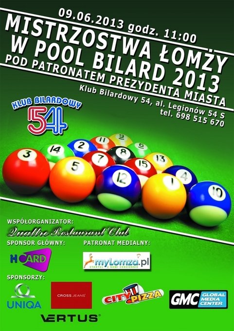 MISTRZOSTWA ŁOMŻY W POOL BILARD 2013