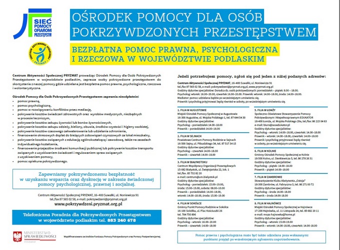 Pomoc osobom pokrzywdzonym przestępstwem także w Łomży