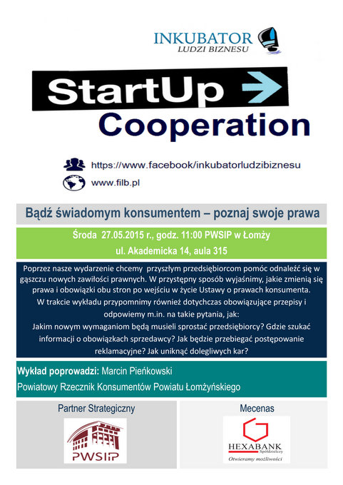 Bądź świadomym konsumentem - poznaj swoje prawa, czyli Startup Cooperation!