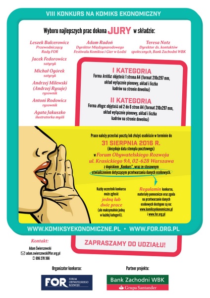 Trwa konkurs na komiks ekonomiczny organizowany przez Forum Obywatelskiego Rozwoju