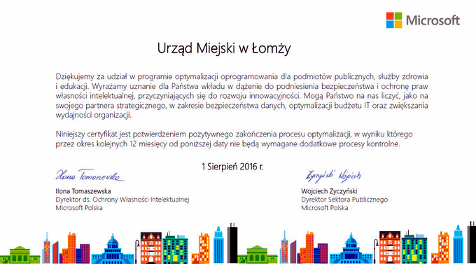 Urząd z certyfikatem Microsoft