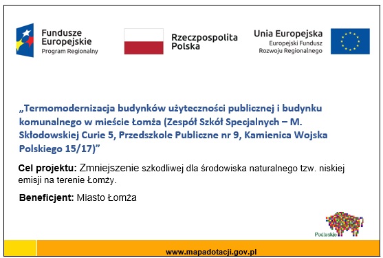 Projekt termomodernizacji budynków użyteczności publicznej i budynku komunalnego w mieście Łomża