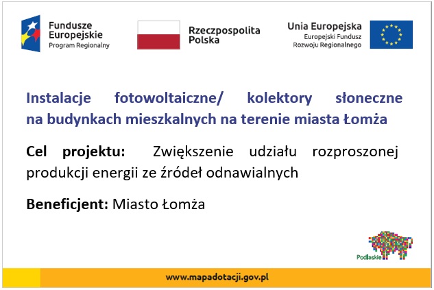 Instalacje fotowoltaiczne/ kolektory słoneczne na budynkach mieszkalnych na terenie miasta Łomża