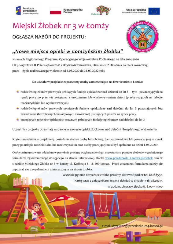 Rekrutacja do Miejskiego Żłobka nr 3 w Łomży