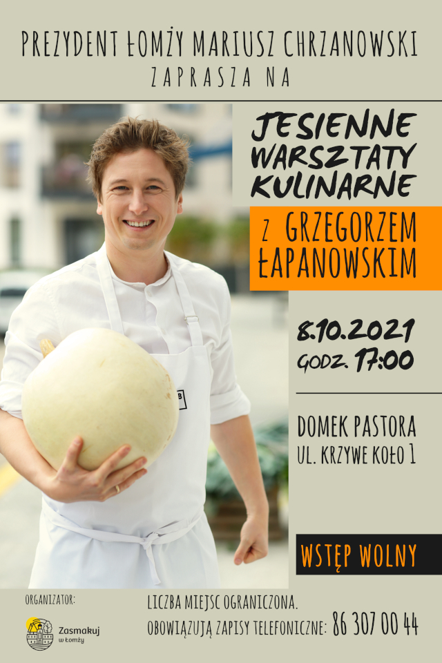 Grzegorz Łapanowski na jesiennych warsztatach kulinarnych w Łomży
