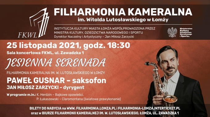 Saksofonowa jesienna serenada w Filharmonii Kameralnej w Łomży
