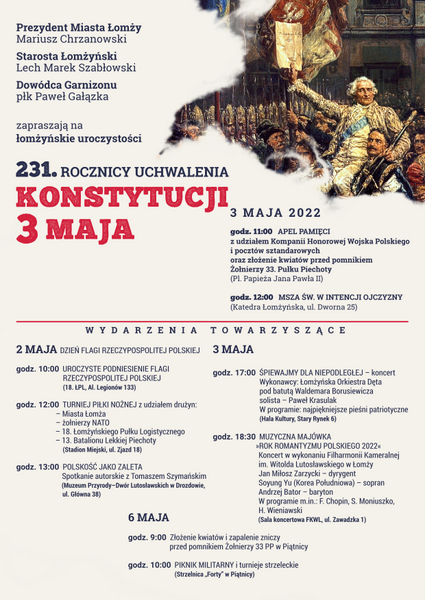 Program obchodów rocznicy uchwalenia Konstytucji 3 Maja