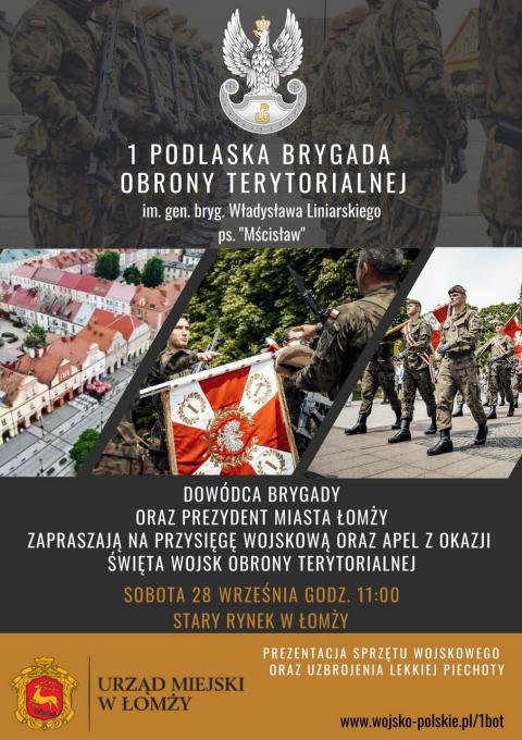 Już w sobotę przysięga podlaskich terytorialsów w Łomży