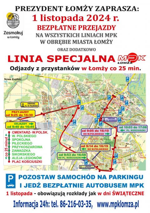 Linia specjalna i bezpłatna komunikacja na dzień Wszystkich Świętych