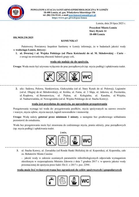Częściowa poprawa jakości wody - komunikat nr 13 MPWiK z dnia 20.07.2025