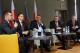 debata na temat "Strategia na rzecz Odpowiedzialnego Rozwoju i jego wpływ na rozwój Łomży i regionu" z udziałem Prezydenta Łomży Mariusza Chrzanowskiego, Prezydenta Ostrołęki Janusza Kotowskiego, Burmistrza Kolna Andrzeja Dudy, Burmistrza Wysokiego Mazowieckiego Jarosława Siekierko oraz dr Piotr Zygadło z Ministerstwa Rozwoju