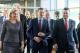 Wicepremier Mateusz Morawiecki w towarzystwie m.in. Prezydenta Łomży Mariusza Chrzanowskiego i zastępcy Prezydenta Agnieszki Muzyk